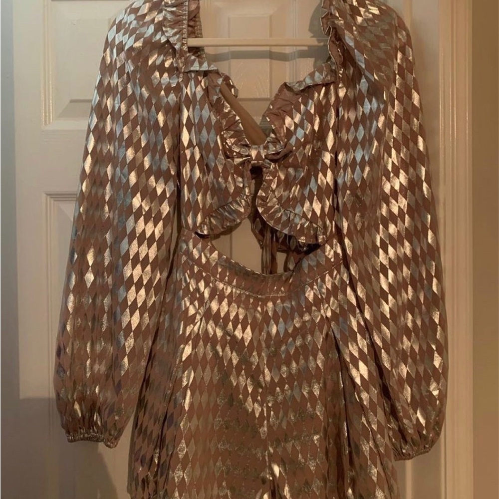 Elegant Gold Diamond Pattern Women's romper
